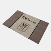 Chic Zen houtnerf jute print gepersonaliseerd Deurmat (Schuin)