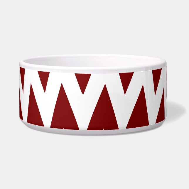 Chic Zigzag Pet Bowl – Bruin & Wit Stripe Design Voerbakje (Voorkant)