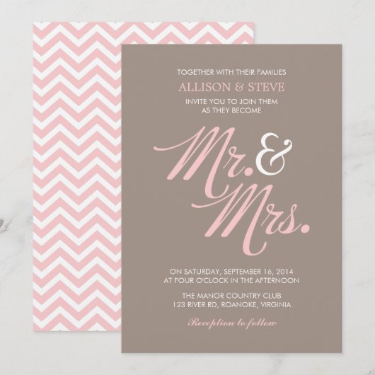 Chic Zigzags Pattern Wedding Kaart (Voorkant / Achterkant)