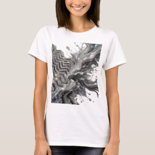 Chic Zilver ABSTRACTE KUNST Artistiek Motief T-shirt