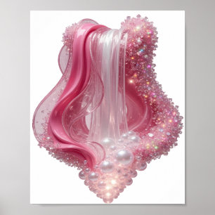 Chic Zilver ABSTRACTE KUNST Artistiek Motief v2 Poster