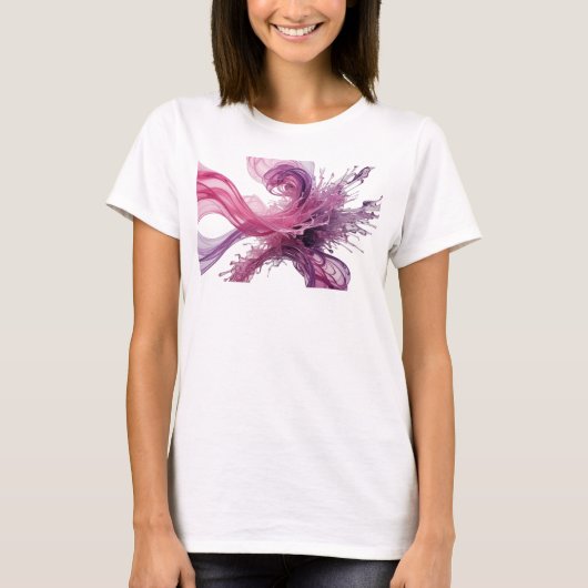Chic Zilver ABSTRACTE KUNST Grafisch T-shirt (Voorkant)