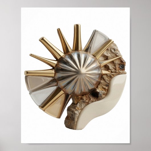Chic Zilver ABSTRACTE KUNST Kunstprint Poster (Voorkant)