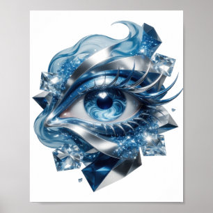 Chic Zilver ABSTRACTE KUNST Kunstprint v2 Poster