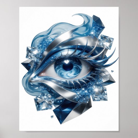 Chic Zilver ABSTRACTE KUNST Kunstprint v2 Poster (Voorkant)