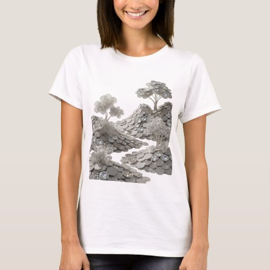 Chic Zilver ABSTRACTE KUNST Kunstprint v2 T-shirt (Voorkant)