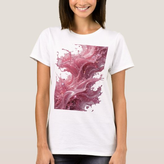 Chic Zilver ABSTRACTE KUNST Modeprint T-shirt (Voorkant)
