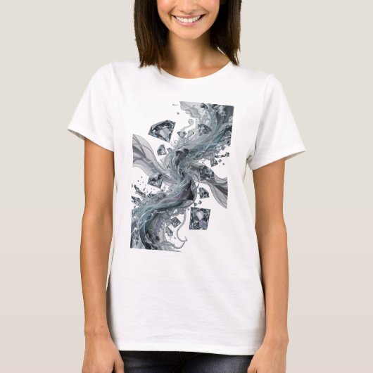 Chic Zilver ABSTRACTE KUNST Ontwerp T-shirt (Voorkant)