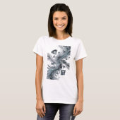 Chic Zilver ABSTRACTE KUNST Ontwerp T-shirt (Voorkant volledig)