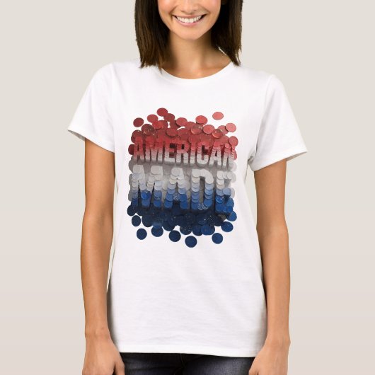 Chic Zilver AMERIKAANS MADE Grafisch ontwerp T-shirt (Voorkant)