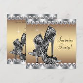 Chic zilver en goud vrouwen verrassen verjaardag kaart (Voorkant / Achterkant)