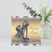 Chic zilver en goud vrouwen verrassen verjaardag kaart (Staand voorkant)