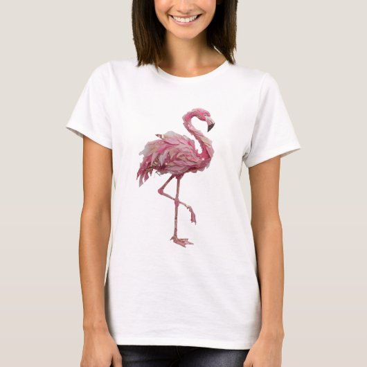 Chic Zilver FLAMINGO Tekst Design T-shirt (Voorkant)