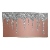 Chic Zilver Glitter Glans Drips Roze Goud Kussensloop (Achterkant-Rechts)
