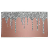 Chic Zilver Glitter Glans Drips Roze Goud Kussensloop (Voorkant-Rechts)