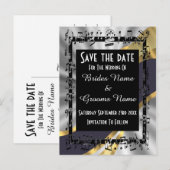 Chic zilver, goud en zwart slaan de datum op aankondigingskaart (Voorkant / Achterkant)