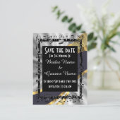 Chic zilver, goud en zwart slaan de datum op aankondigingskaart (Staand voorkant)