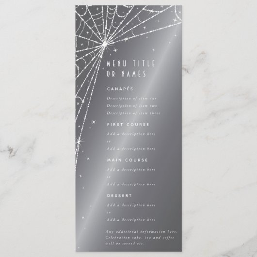 Chic Zilver-Grijs Diamant Spinneweb Plat 4-delig B Menu (Voorkant)