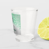 Chic Zilver & Groene Glitter 18e Verjaardag Gift Shot Glas (Rechts)