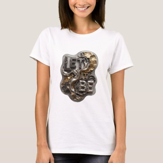 Chic Zilver LET IT BE Slogan T-shirt (Voorkant)