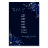 Chic Zilver & Marine Blauwe Bloemen Huwelijk Kaart (Achterkant)