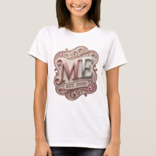Chic Zilver ME EST 2005 Strak Ontwerp T-shirt