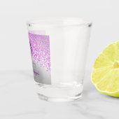 Chic Zilver & Roze Glitter 16e Verjaardag Gift Shot Glas (Rechts)