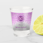 Chic Zilver & Roze Glitter 60ste Verjaardag Gift Shot Glas (Voorkant)