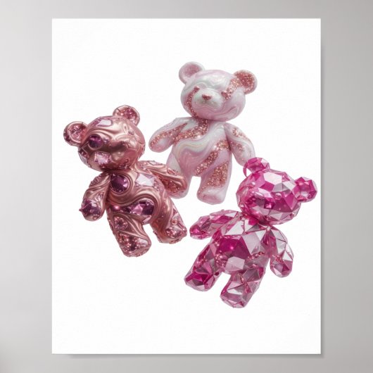 Chic Zilver ROZE TEDDYBEREN Citaat Design Poster (Voorkant)