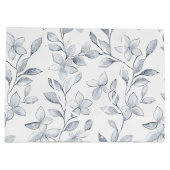 Chic Zilver Wit Bloem Bruiloft Groot Cadeauzakje (Achterkant)