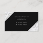 Chic zilver wit marmer script make-up typografie visitekaartje (Achterkant)