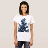 Chic Zilveren ABSTRACTE KUNST Grafische T-shirt (Voorkant volledig)