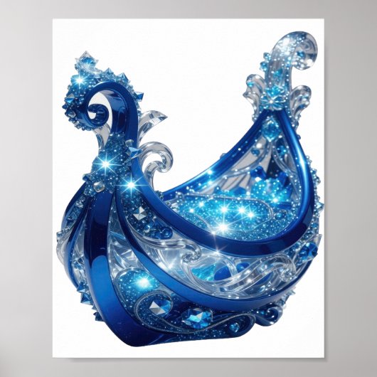 Chic Zilveren BLAUWE JEWELRY Poster (Voorkant)