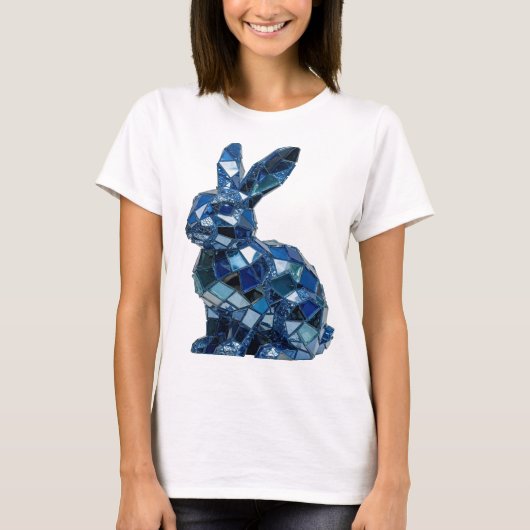 Chic Zilveren BLUE RABBIT Design T-shirt (Voorkant)