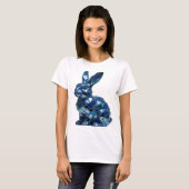 Chic Zilveren BLUE RABBIT Design T-shirt (Voorkant volledig)
