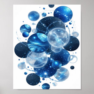 Chic Zilveren BLUE STARS Grafische T-shirt Poster