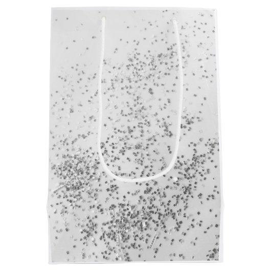 Chic Zilveren Confetti Bruidsstam   Medium Cadeauzakje (Achterkant)