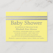 Chic Zilveren Folie Strepen Geel Baby Shower Ticke Visitekaartje (Voorkant)