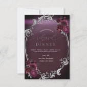 Chic Zilveren Frame Rode Rozen Proefbruiloftdiner Kaart (Voorkant)