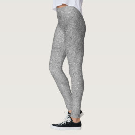 Chic Zilveren Glitter Folie Glans Leggings