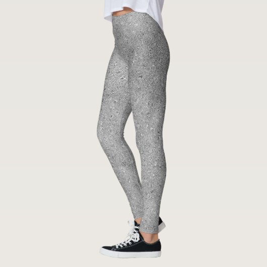 Chic Zilveren Glitter Folie Glans Leggings (Links)