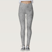 Chic Zilveren Glitter Folie Glans Leggings (Voorkant)