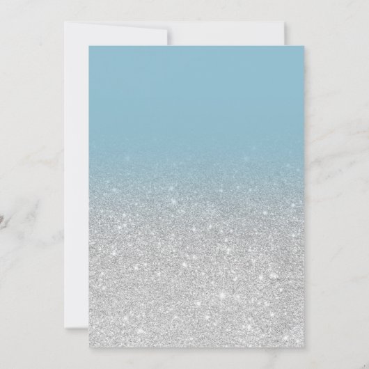 Chic zilveren glitter ijsblauw elegant Sweet 16 Kaart (Achterkant)