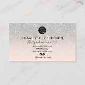 Chic zilveren glitter ombre roze naam make-up logo visitekaartje (Achterkant)