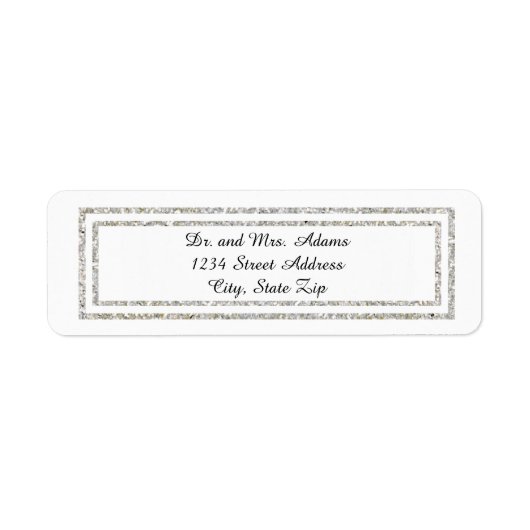 Chic Zilveren Glitter Rand - Adreslabel Etiket (Voorkant)