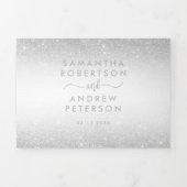 Chic zilveren glitter typografie ombre witte bruil drieluik uitnodiging (Cover)