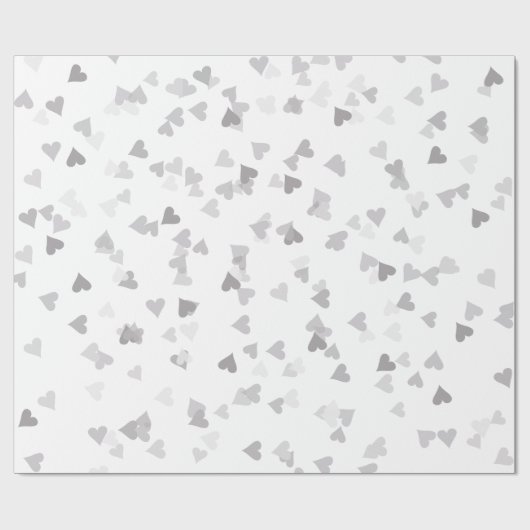 Chic Zilveren Harten Confetti Cadeaupapier (Vlak)