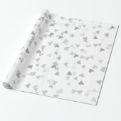 Chic Zilveren Harten Confetti Cadeaupapier (Uitgerold)
