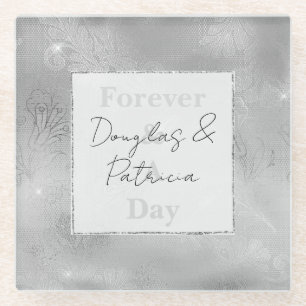 Chic Zilveren Kant Glazen Onderzetter