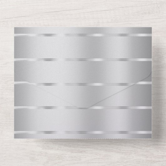 Chic zilveren lint bruiloft all in one uitnodiging (Achterkant)